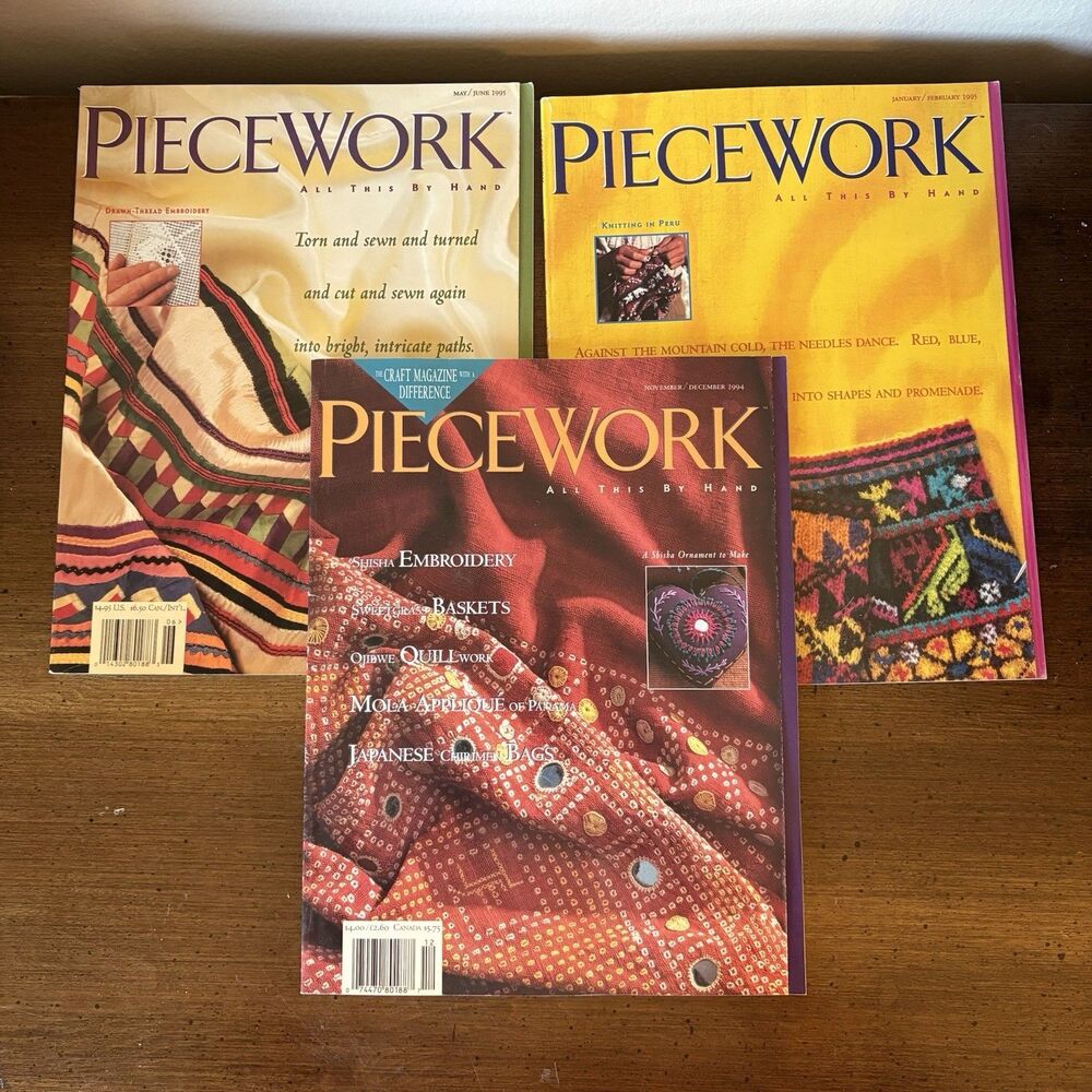 Piecework Magazine Lot (3) 1994/1995 Embroidery Quilling Knitting Sewing